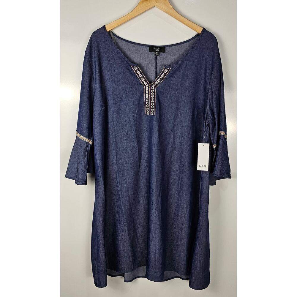 Naif dress dark blue flare sleeve womens size 3X